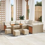 Canapés de jardin 13 pièces avec coussins Beige Rotin Poly Acacia