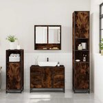 vidaXL Ensemble de meubles de salle de bain 3 Pièces Chêne fumé