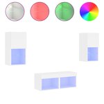 vidaXL Meuble TV muraux 4 Pièces avec lumières LED blanc