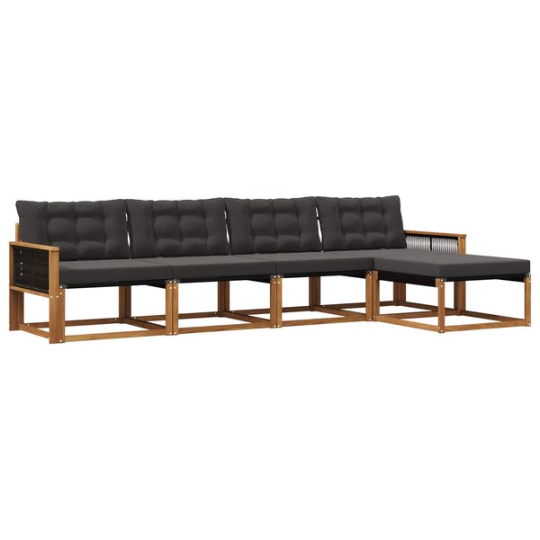 vidaXL Ensemble de canapés d'extérieur 5 pc Naturel et noir