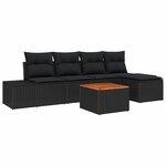 vidaXL Ensemble de canapé de jardin 6 Pièces Noir