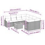 vidaXL Ensemble de canapé de jardin avec coussin 9 Pièces Noir Poly rotin
