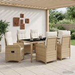 vidaXL Ensemble de repas extérieur 7 pc Beige et blanc crème polyrotin