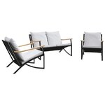 vidaXL Ensemble de meubles de balcon avec coussins 3 Pièces noir acier