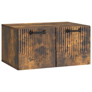 vidaXL Meuble TV mural Chêne fumé 59 5 x 41 x 30 cm Bois d'ingénierie