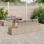 vidaXL Ensemble de canapé de jardin 6 Pièces Beige Poly rotin
