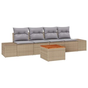 vidaXL Ensemble de canapé de jardin avec coussin 5 Pièces Beige polyrotin