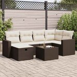 vidaXL Salon de jardin avec coussins 7 Pièces marron résine tressée