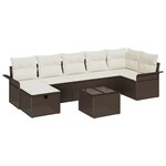 vidaXL Ensemble de canapé de jardin 8 Pièces Marron Poly rotin