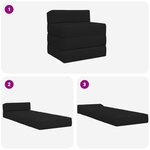 vidaXL Canapé-lit pliable Noir 200 x 70 x 15 cm Tissu