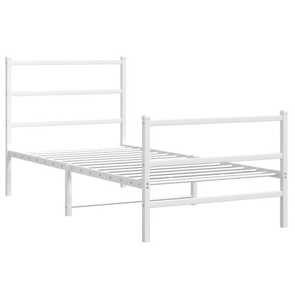 vidaXL Cadre de lit métal avec tête de lit/pied de lit blanc 90x190 cm