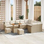 Ensemble de canap'de jardin vidaXL de 12 pièces en beige poly rattan acacia avec coussins
