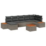 vidaXL Ensemble de canapé de jardin avec coussin 8 Pièces Gris Poly rotin