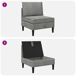 vidaXL Canapé moyen avec rangement Gris clair Velours
