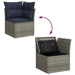 vidaXL Salon de jardin 6 Pièces avec coussins gris résine tressée