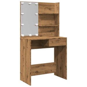 vidaXL Coiffeuse avec LED chêne artisanal 74 5x40x141 cm