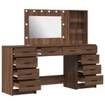 Set de coiffeuse 3 pièces avec LED en chêne noir en bois stratifié