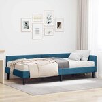 vidaXL Cadre de lit d'angle avec matelas Autre 2 Pièces Bleu Velours