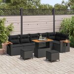 vidaXL Ensemble de canapé de jardin 9 Pièces Noir polyrotin