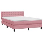 vidaXL Sommier à lattes de lit avec matelas rose 140x210 cm velours