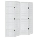 vidaXL Cloison de séparation 4 panneaux blanc bois de paulownia massif