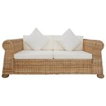 vidaXL Canapé à 2 places avec coussins Rotin naturel