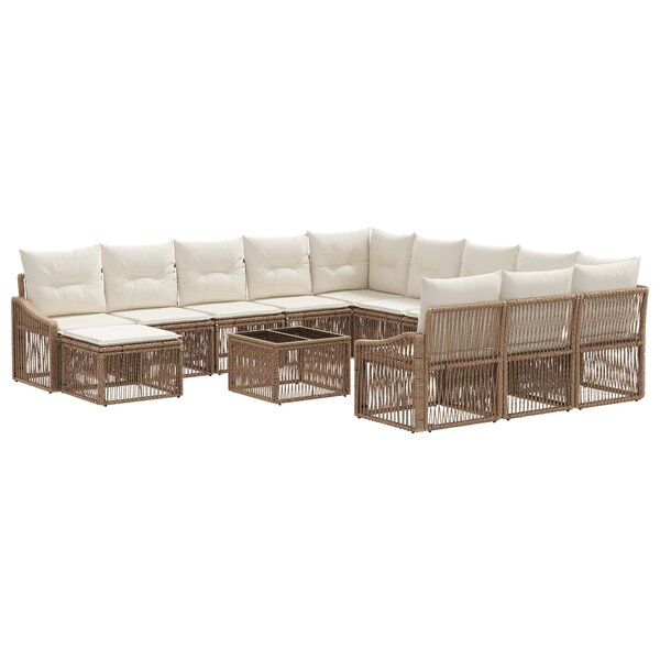 vidaXL Ensemble de canapé de jardin 13 Pièces Beige polyrotin