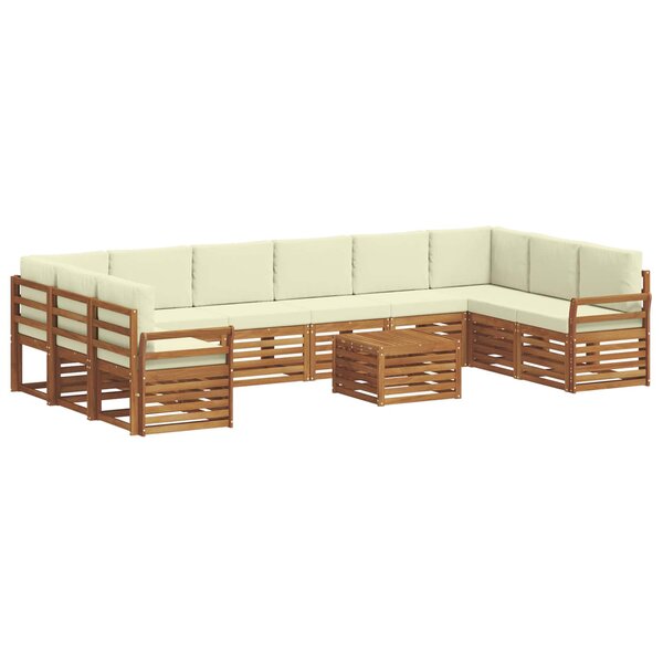 vidaXL Ensemble de canapés d'extérieur 11 pc Naturel et Crème