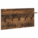 vidaXL Porte-manteau mural avec étagère Chêne fumé 80 x 40 x 12 cm