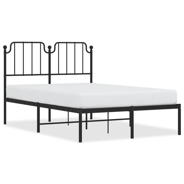 vidaXL Cadre de lit métal avec tête de lit noir 120x190 cm