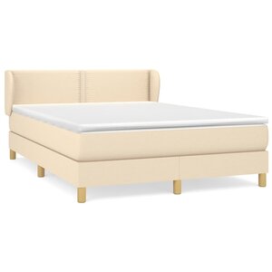 vidaXL Sommier à lattes de lit avec matelas Crème 140x190 cm Tissu