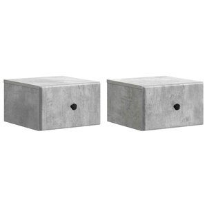 vidaXL Cabinet de chevet mural 2 pc Gris béton 34 5 x 33 x 20 cm