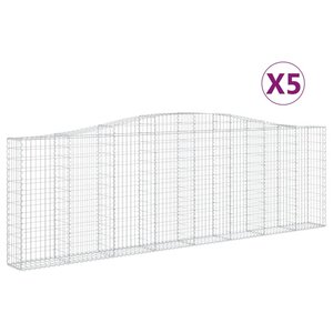 vidaXL Paniers à gabions arqués 5 Pièces 400x30x120/140 cm Fer galvanisé