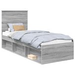 vidaXL Cadre de lit Gris Sonoma 75 x 190 cm Bois de pin massif