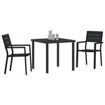 vidaXL Ensemble de salle à manger pour jardin 3 Pièces Noir