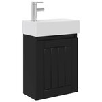 vidaXL Meuble de salle de bain avec robinet Noir 45 5 x 25 5 x 84 cm