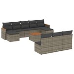 vidaXL Salon de jardin 11 Pièces avec coussins gris résine tressée