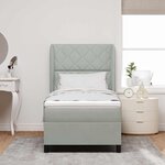 vidaXL Lit à ressorts avec matelas Gris clair 190 x 90 cm Polyester