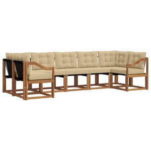 vidaXL Ensemble de canapés d'extérieur 7 pc Naturel et Beige