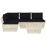 vidaXL Salon de jardin palette 5 Pièces avec coussins bois d'épicéa