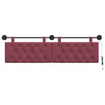 vidaXL Tête de lit suspendue Avec lumière LED Bordeaux Tissu