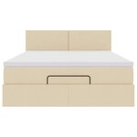 vidaXL Lit ottoman avec matelas et LED crème 140x190 cm tissu