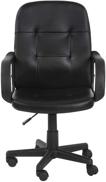 Chaise de bureau pivotante avec hauteur réglable siège ergonomique en synthétique noir fauteuil de bureau pour ordinateur gamer 01_0000082