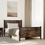 vidaXL Cadre de lit en métal sans matelas chêne fumé 100x190 cm