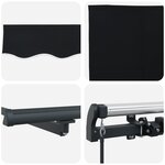 vidaXL Auvent Rétractable Manuel Noir 450x350 cm