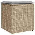 vidaXL Tabourets de jardin avec coussins lot de 2 beige résine tressée