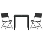 vidaXL Ensemble de salle à manger pour jardin Pliant 3 Pièces Noir