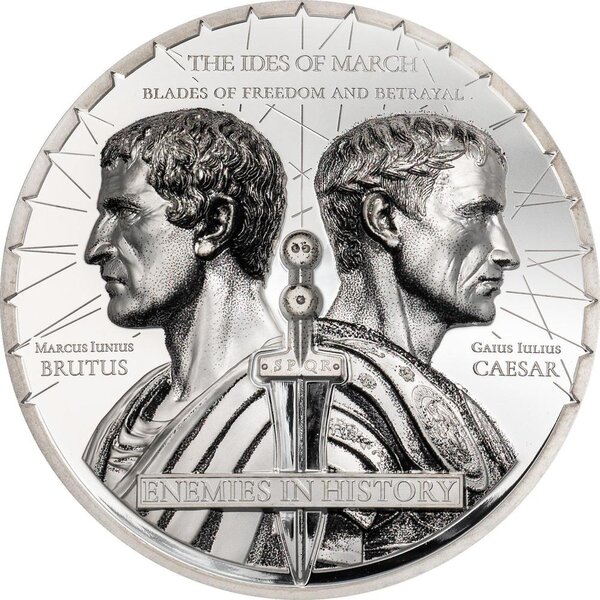 Pièce de monnaie en Argent 1000 Togrog g 62.2 (2 oz) Millésime 2025 Enemies in History CAESAR VS BRUTUS