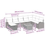 vidaXL Ensemble de canapé de jardin avec coussin 9 Pièces Noir Poly rotin