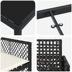 Ensemble salle à manger jardin 5 pièces avec coussins poly rotin noir